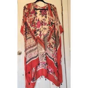 Long Flowy Woven Heart Cardigan